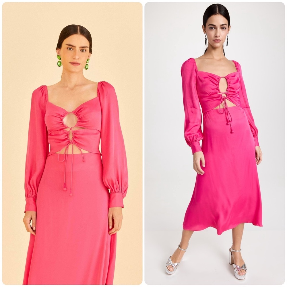 New! Farm Rio Hot Pink Cutout Maxi Dress 💕 XS